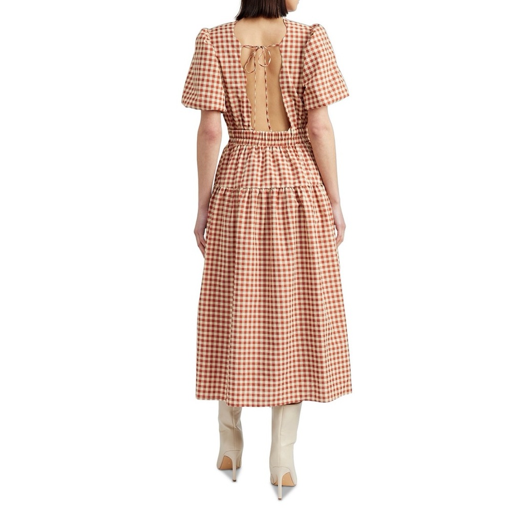 NWOT En Saison Juni Round Neck Bubble sleeve Midi Dress - Picture 8 of 13